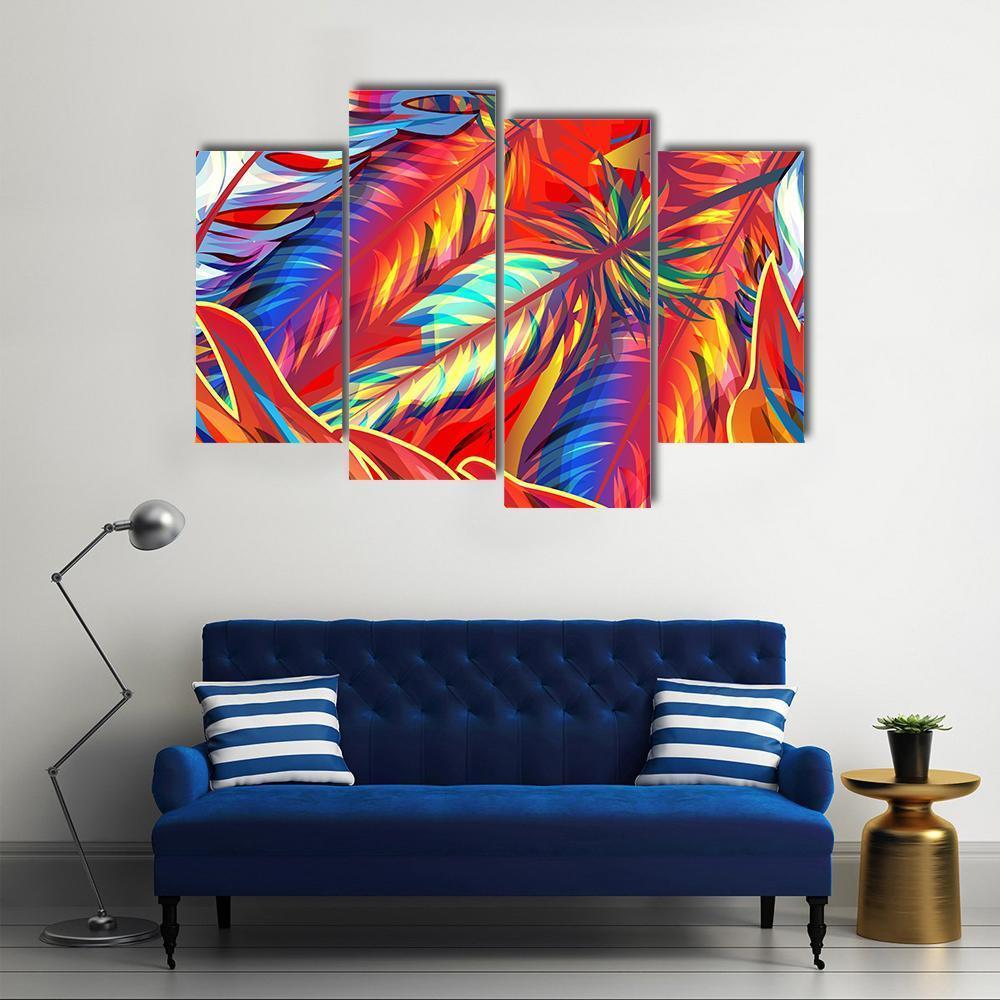 Exotic Feather Canvas Wall Art-4 Pop-Gallery Wrap-50" x 32"-Tiaracle
