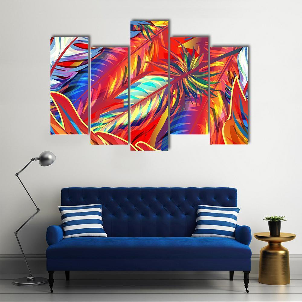 Exotic Feather Canvas Wall Art-5 Pop-Gallery Wrap-47" x 32"-Tiaracle