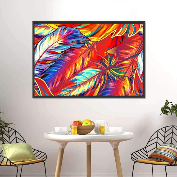Exotic Feather Canvas Wall Art-1 Piece-Floating Frame-24" x 16"-Tiaracle