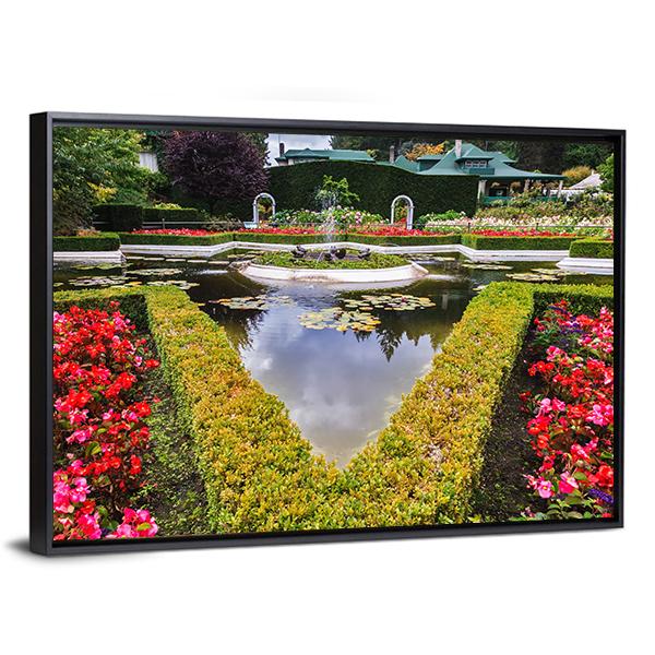 Exquisite Fountain In Park Canvas Wall Art-3 Horizontal-Gallery Wrap-25" x 16"-Tiaracle