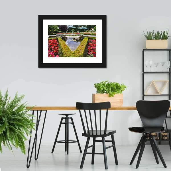 Exquisite Fountain In Park Canvas Wall Art-3 Horizontal-Gallery Wrap-25" x 16"-Tiaracle