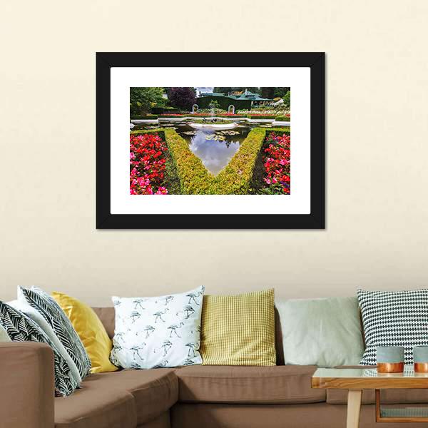 Exquisite Fountain In Park Canvas Wall Art-3 Horizontal-Gallery Wrap-25" x 16"-Tiaracle