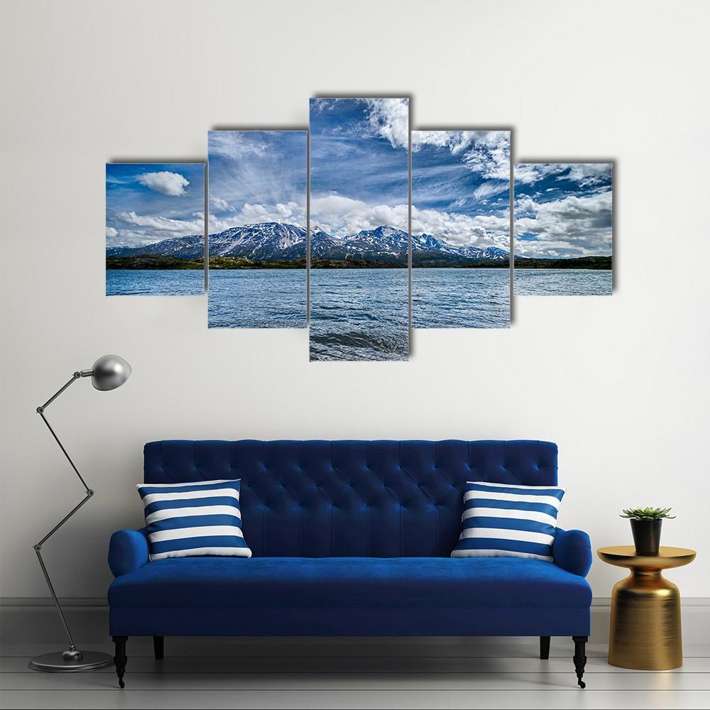 Extreme River Flow In Columbia Canvas Wall Art-5 Star-Gallery Wrap-62" x 32"-Tiaracle
