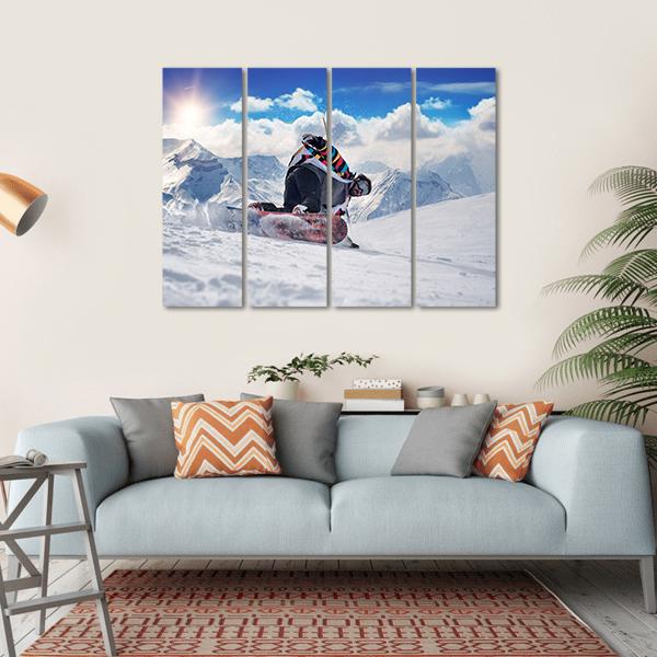 Extreme Snowboarding Man Canvas Wall Art-4 Horizontal-Gallery Wrap-34" x 24"-Tiaracle