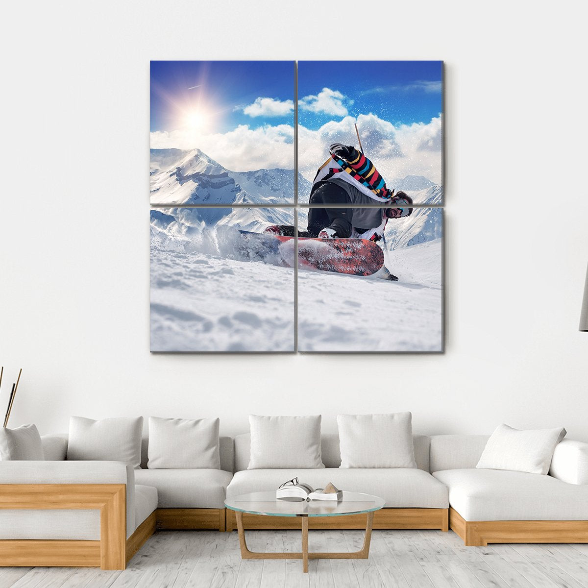 Extreme Snowboarding Man Canvas Wall Art-4 Square-Gallery Wrap-17" x 17"-Tiaracle