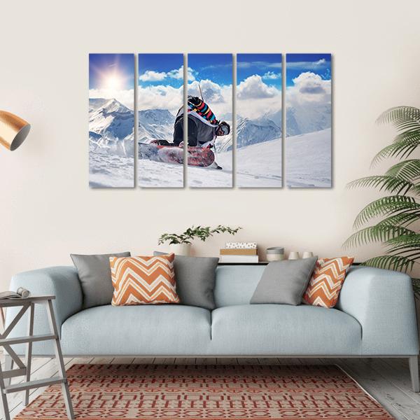 Extreme Snowboarding Man Canvas Wall Art-5 Horizontal-Gallery Wrap-22" x 12"-Tiaracle