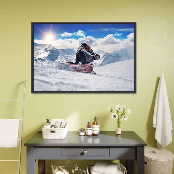 Extreme Snowboarding Man Canvas Wall Art-5 Horizontal-Gallery Wrap-22" x 12"-Tiaracle