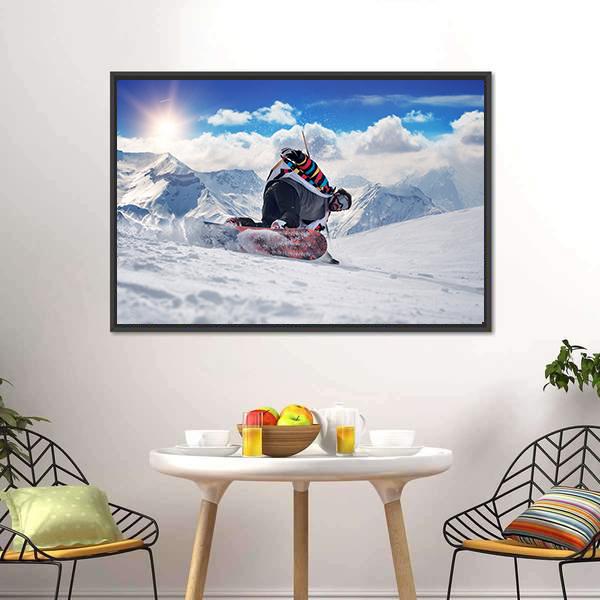 Extreme Snowboarding Man Canvas Wall Art-1 Piece-Floating Frame-24&quot; x 16&quot;-Tiaracle