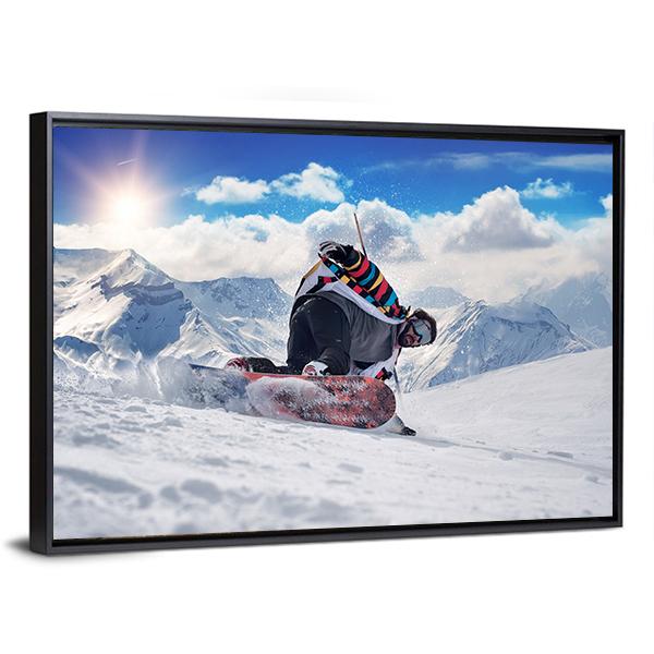 Extreme Snowboarding Man Panoramic Canvas Wall Art-1 Piece-36" x 12"-Tiaracle