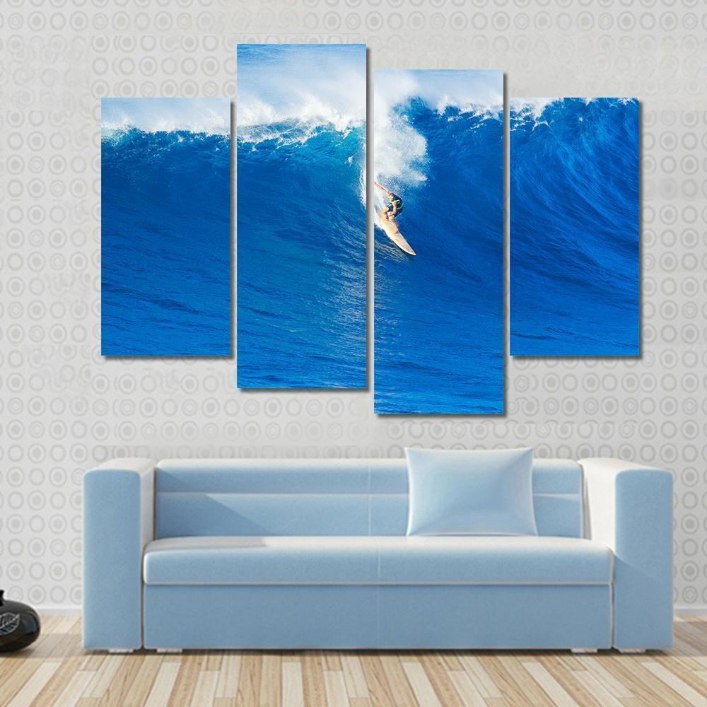 Extreme Surfer Riding Canvas Wall Art-4 Pop-Gallery Wrap-50&quot; x 32&quot;-Tiaracle