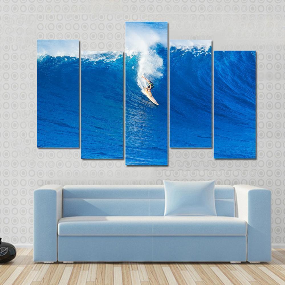 Extreme Surfer Riding Canvas Wall Art-5 Pop-Gallery Wrap-47&quot; x 32&quot;-Tiaracle