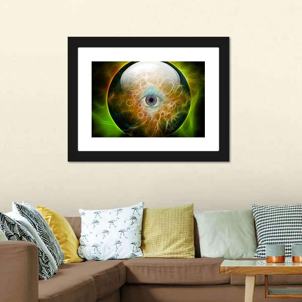 Eye In Crystal Ball Canvas Wall Art-1 Piece-Framed Print-20" x 16"-Tiaracle