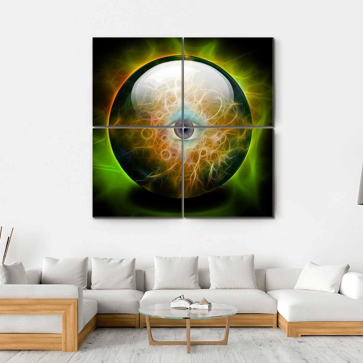 Eye In Crystal Ball Canvas Wall Art-4 Square-Gallery Wrap-17" x 17"-Tiaracle