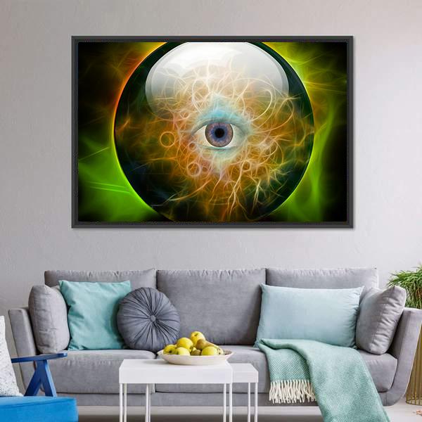 Eye In Crystal Ball Canvas Wall Art-5 Horizontal-Gallery Wrap-22" x 12"-Tiaracle