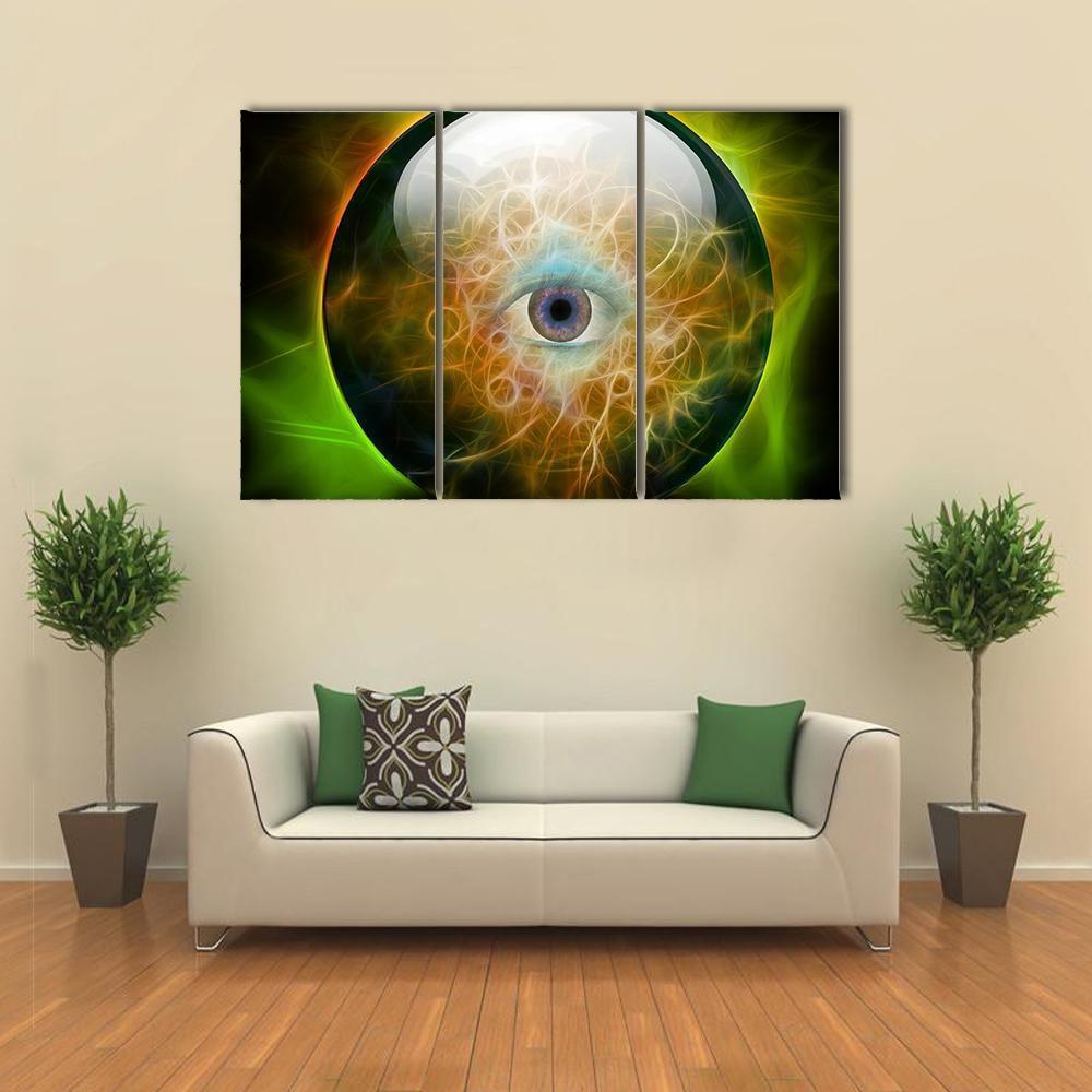Eye In Crystal Ball Canvas Wall Art-3 Horizontal-Gallery Wrap-37" x 24"-Tiaracle
