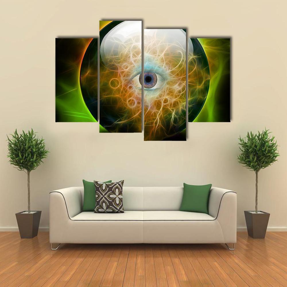 Eye In Crystal Ball Canvas Wall Art-4 Pop-Gallery Wrap-50" x 32"-Tiaracle