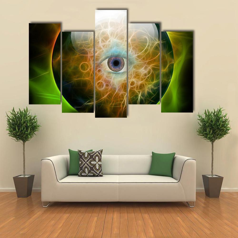 Eye In Crystal Ball Canvas Wall Art-5 Pop-Gallery Wrap-47" x 32"-Tiaracle