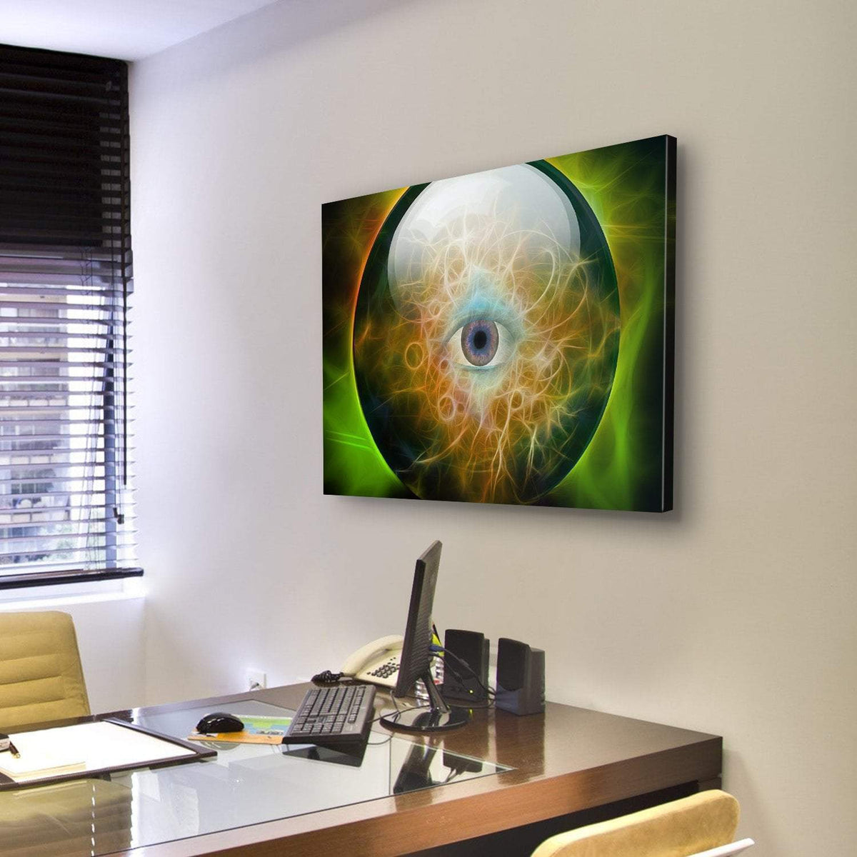 Eye In Crystal Ball Canvas Wall Art-3 Horizontal-Gallery Wrap-25" x 16"-Tiaracle