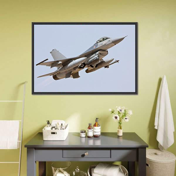 F-16 Take Off Canvas Wall Art-5 Horizontal-Gallery Wrap-22" x 12"-Tiaracle