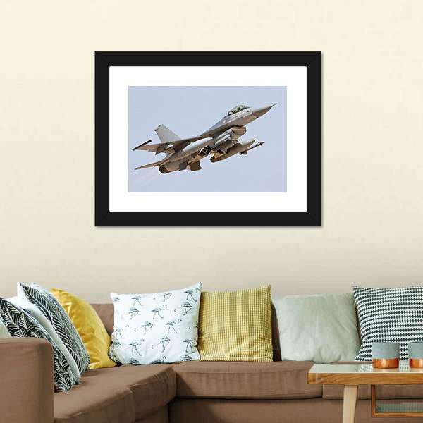 F-16 Take Off Canvas Wall Art-5 Horizontal-Gallery Wrap-22" x 12"-Tiaracle