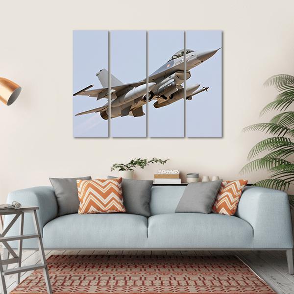 F-16 Take Off Canvas Wall Art-4 Horizontal-Gallery Wrap-34" x 24"-Tiaracle