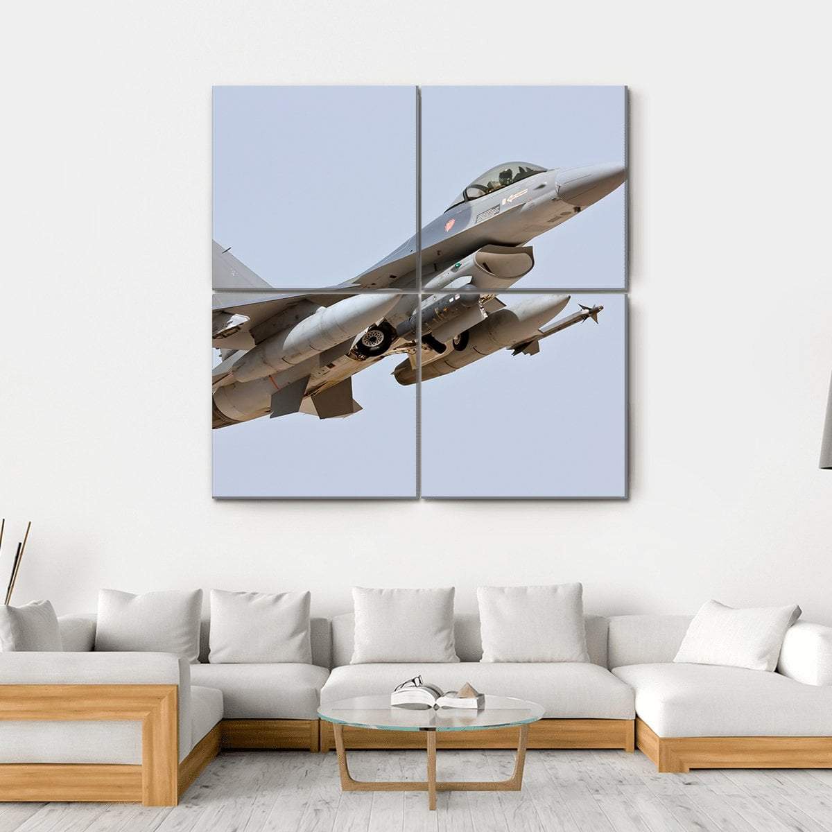 F-16 Take Off Canvas Wall Art-4 Square-Gallery Wrap-17" x 17"-Tiaracle