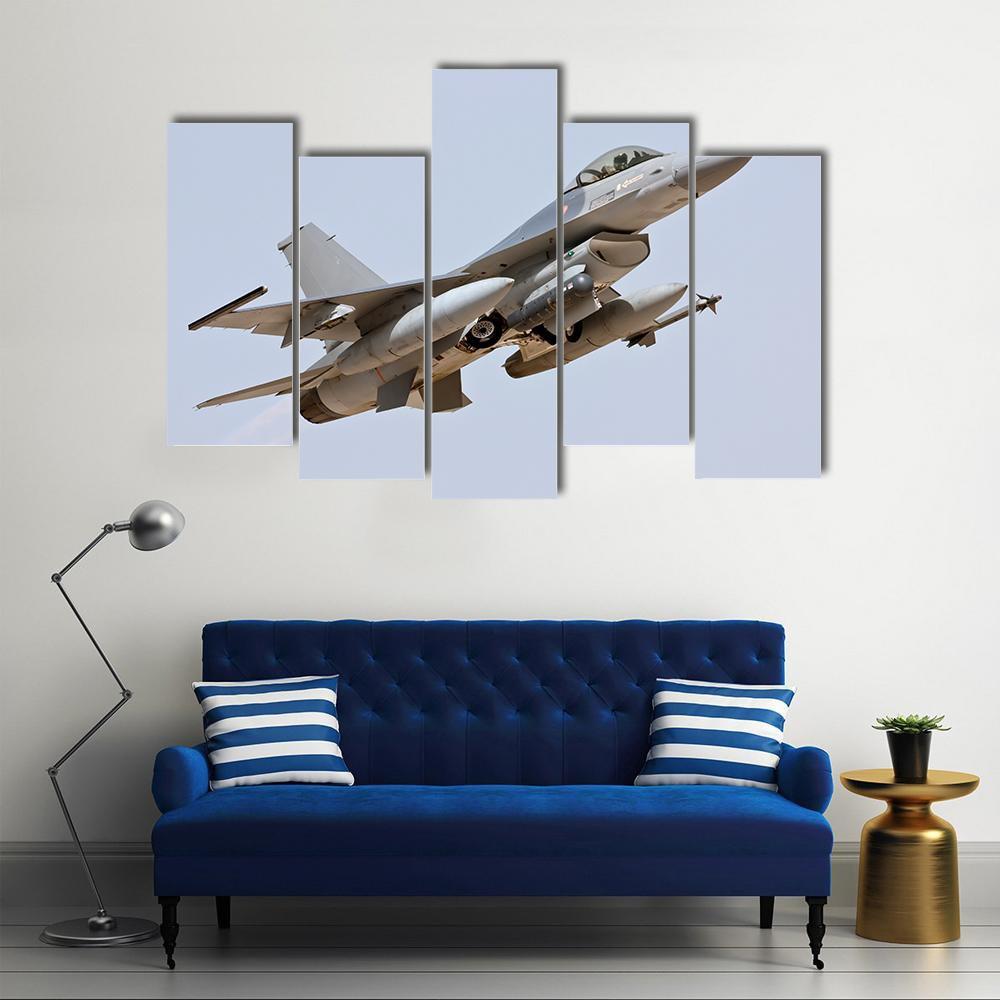 F-16 Take Off Canvas Wall Art-5 Pop-Gallery Wrap-47" x 32"-Tiaracle