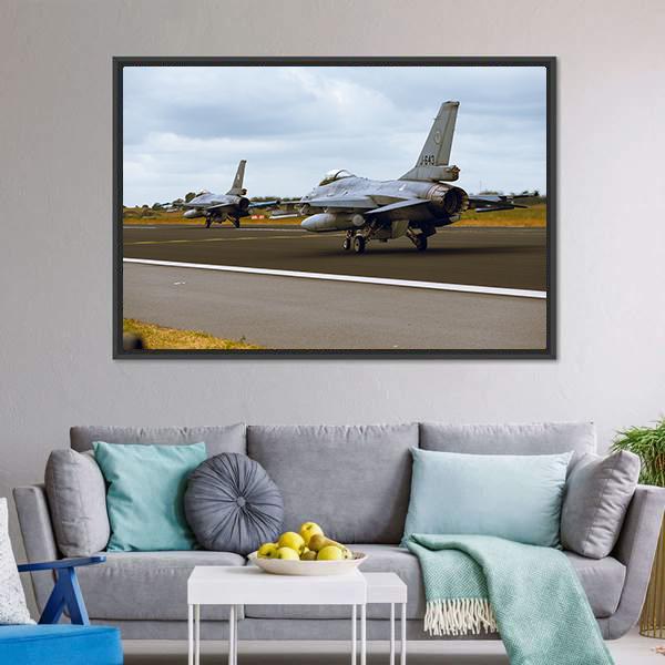 F-16A Fighting Falcon Canvas Wall Art-1 Piece-Floating Frame-24" x 16"-Tiaracle