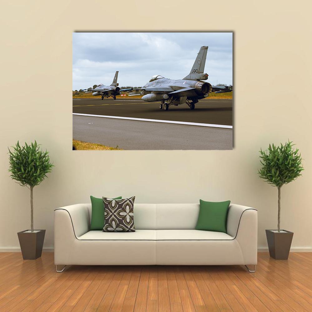 F-16A Fighting Falcon Canvas Wall Art-4 Horizontal-Gallery Wrap-34" x 24"-Tiaracle