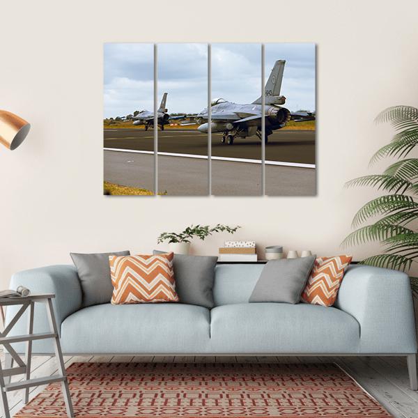 F-16A Fighting Falcon Canvas Wall Art-4 Horizontal-Gallery Wrap-34" x 24"-Tiaracle