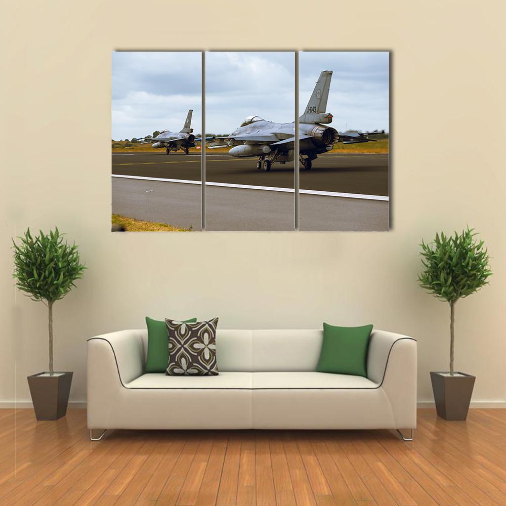 F-16A Fighting Falcon Canvas Wall Art-3 Horizontal-Gallery Wrap-37" x 24"-Tiaracle