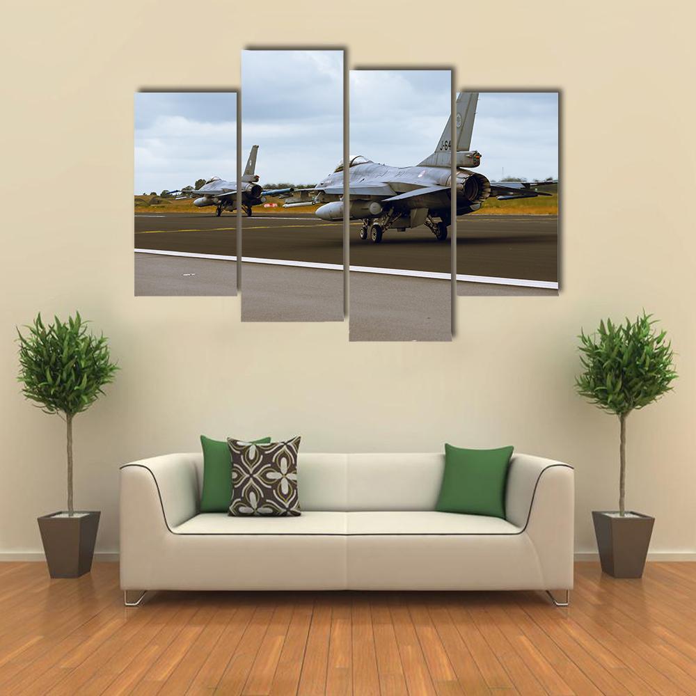 F-16A Fighting Falcon Canvas Wall Art-4 Pop-Gallery Wrap-50" x 32"-Tiaracle