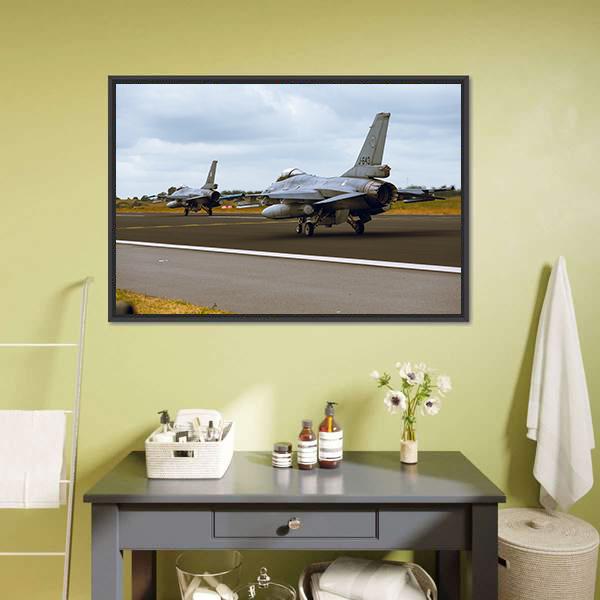 F-16A Fighting Falcon Canvas Wall Art-1 Piece-Floating Frame-24" x 16"-Tiaracle
