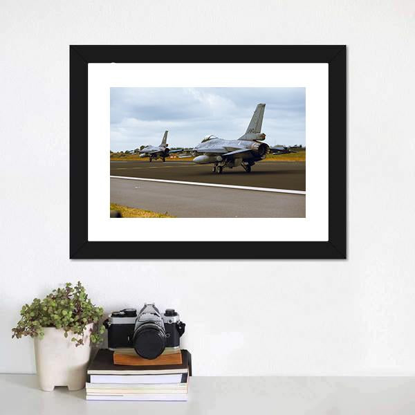 F-16A Fighting Falcon Canvas Wall Art-1 Piece-Framed Print-20" x 16"-Tiaracle