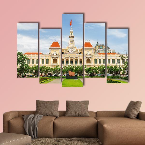 Ho Chi Minh City Hall Vietnam Canvas Wall Art-5 Pop-Gallery Wrap-47" x 32"-Tiaracle