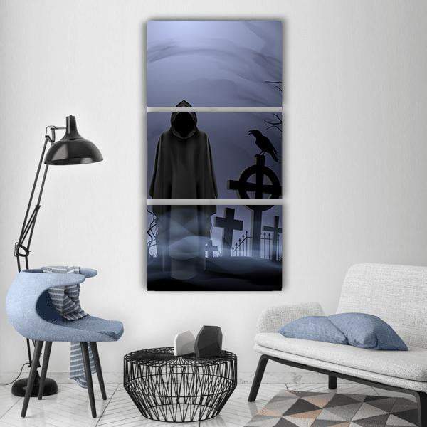 Death Angel Among Graves Vertical Canvas Wall Art-3 Vertical-Gallery Wrap-12" x 25"-Tiaracle
