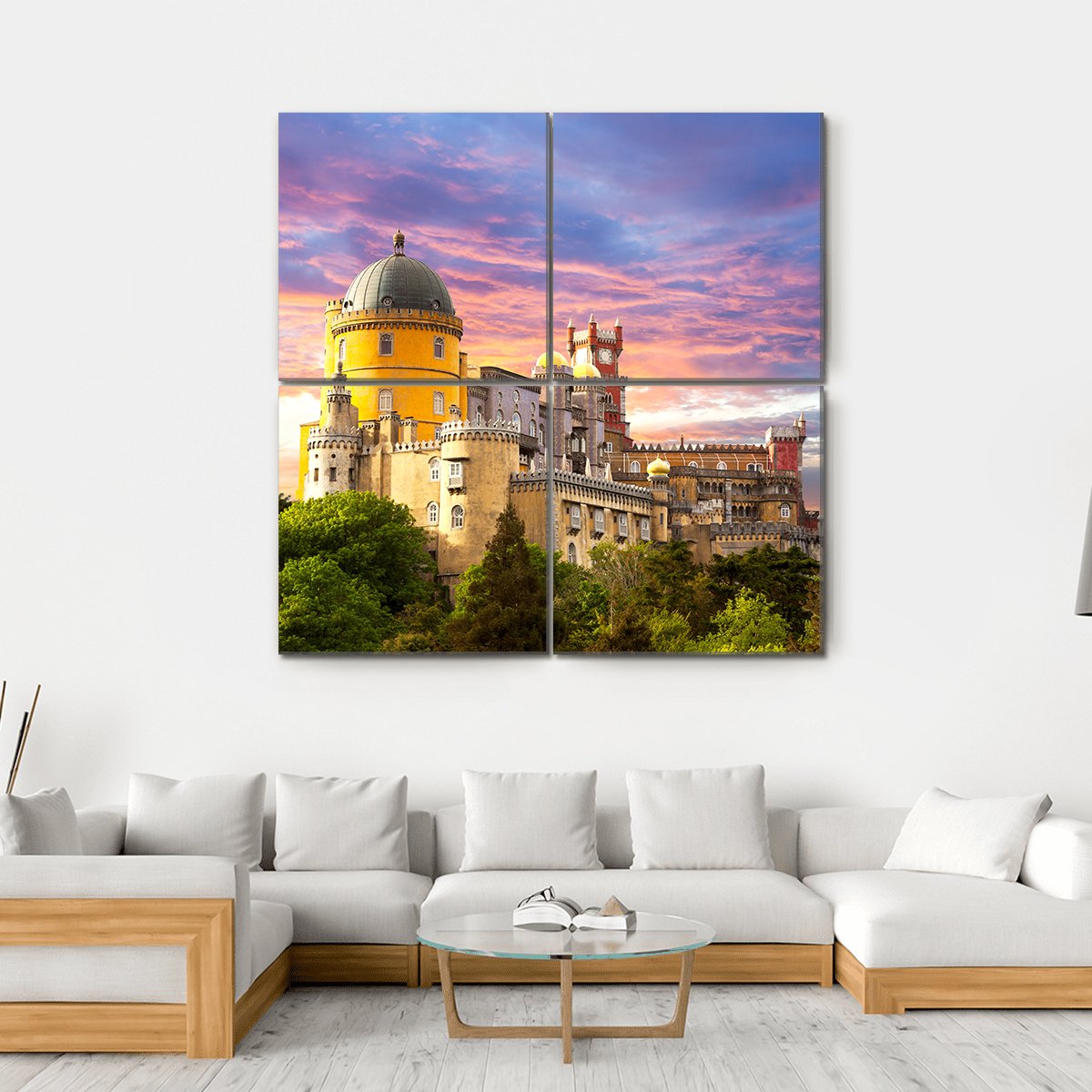 Fairy Palace In Sintra Portugal Canvas Wall Art-4 Square-Gallery Wrap-17" x 17"-Tiaracle