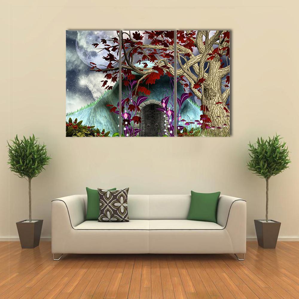 Fairy Secret House Canvas Wall Art-3 Horizontal-Gallery Wrap-37" x 24"-Tiaracle