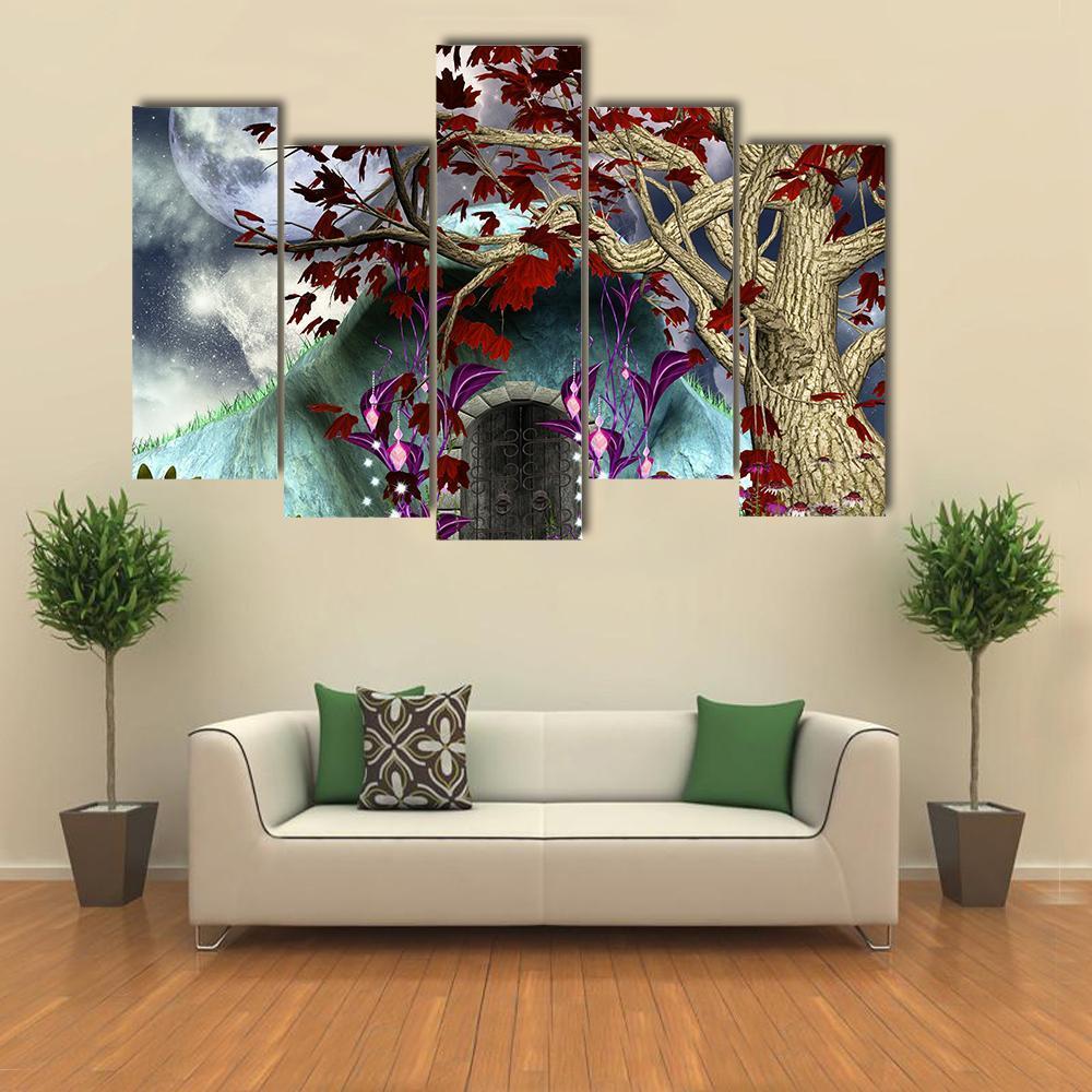 Fairy Secret House Canvas Wall Art-5 Pop-Gallery Wrap-47" x 32"-Tiaracle