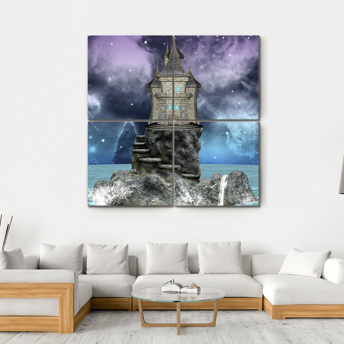 Fairy Tale Castle Canvas Wall Art-4 Square-Gallery Wrap-17" x 17"-Tiaracle