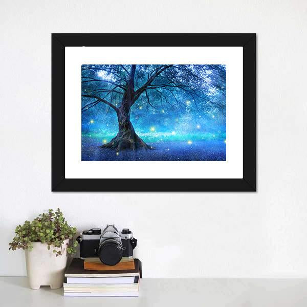 Fairy Tree Canvas Wall Art-1 Piece-Framed Print-20" x 16"-Tiaracle