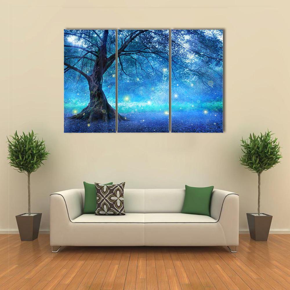 Fairy Tree Canvas Wall Art-3 Horizontal-Gallery Wrap-37" x 24"-Tiaracle