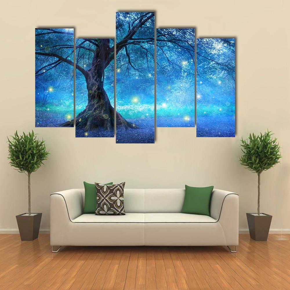 Fairy Tree Canvas Wall Art-5 Pop-Gallery Wrap-47" x 32"-Tiaracle