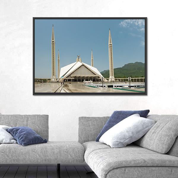 Faisal Mosque In Islamabad Panoramic Canvas Wall Art-1 Piece-36" x 12"-Tiaracle