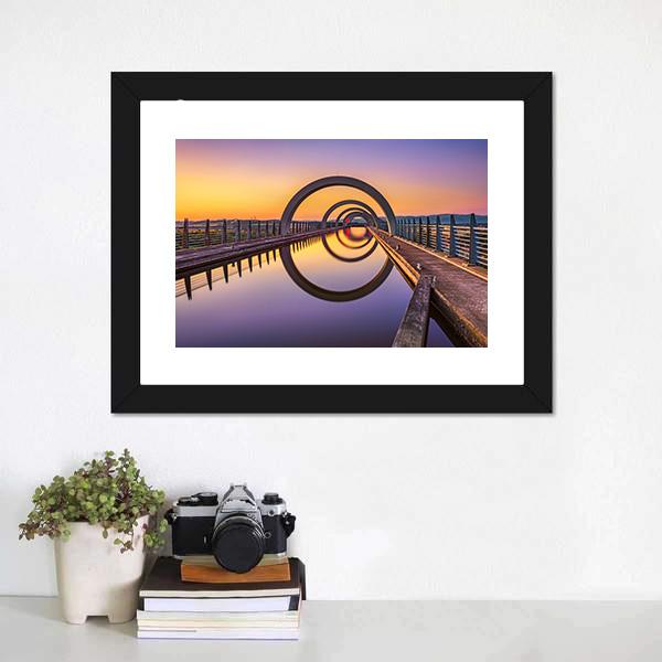 Falkirk Wheel At Sunset Canvas Wall Art-1 Piece-Framed Print-20" x 16"-Tiaracle