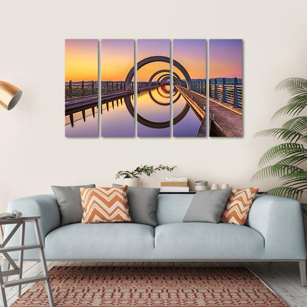 Falkirk Wheel At Sunset Canvas Wall Art-5 Horizontal-Gallery Wrap-22" x 12"-Tiaracle