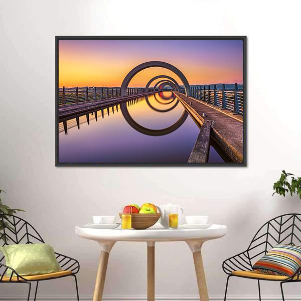 Falkirk Wheel At Sunset Canvas Wall Art-5 Horizontal-Gallery Wrap-22" x 12"-Tiaracle