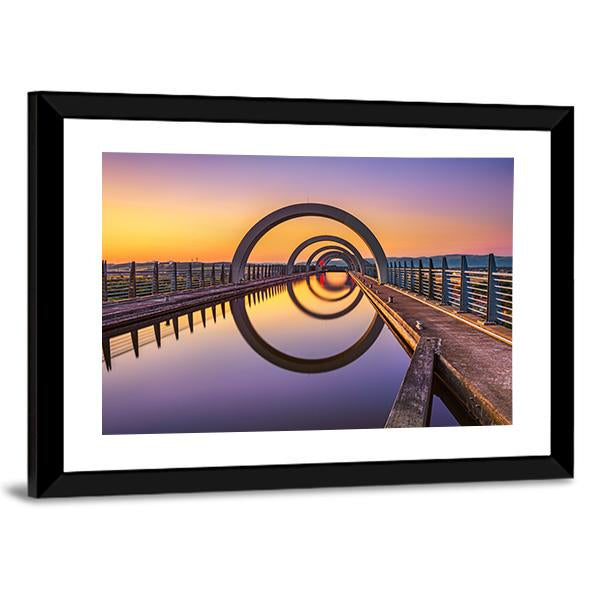Falkirk Wheel At Sunset Canvas Wall Art-5 Horizontal-Gallery Wrap-22" x 12"-Tiaracle