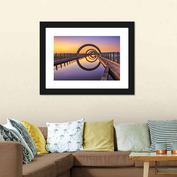 Falkirk Wheel At Sunset Canvas Wall Art-5 Horizontal-Gallery Wrap-22" x 12"-Tiaracle