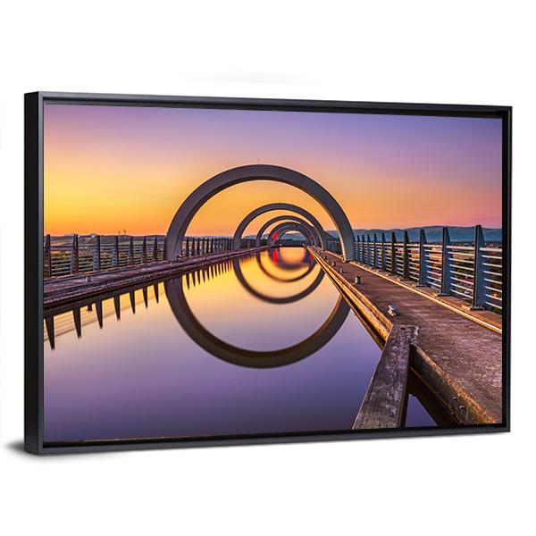 Falkirk Wheel At Sunset Canvas Wall Art-5 Horizontal-Gallery Wrap-22" x 12"-Tiaracle